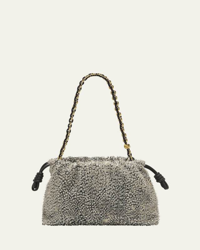 Flamenco Medium Shoulder Bag in Feathered Leather